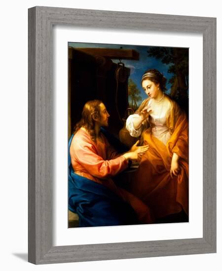 Christ and the Woman of Samaria, 17Th Century (Oil on Canvas)-Pompeo Girolamo Batoni-Framed Giclee Print