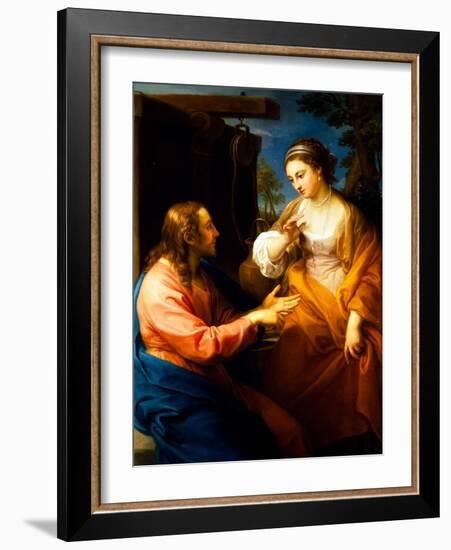 Christ and the Woman of Samaria, 17Th Century (Oil on Canvas)-Pompeo Girolamo Batoni-Framed Giclee Print