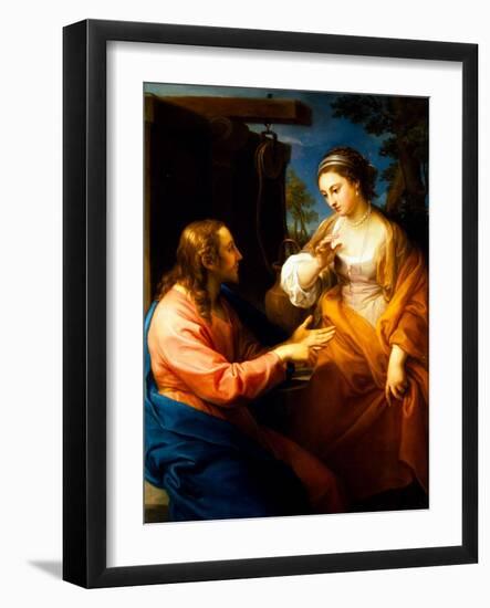 Christ and the Woman of Samaria, 17Th Century (Oil on Canvas)-Pompeo Girolamo Batoni-Framed Giclee Print