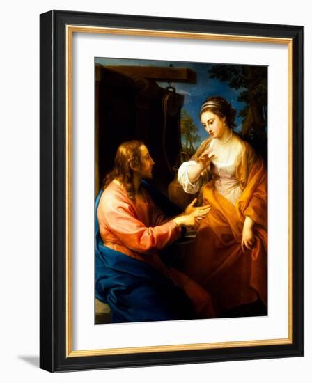 Christ and the Woman of Samaria, 17Th Century (Oil on Canvas)-Pompeo Girolamo Batoni-Framed Giclee Print