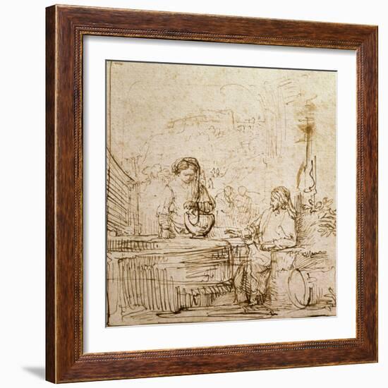 Christ and the Woman of Samaria-Rembrandt van Rijn-Framed Giclee Print