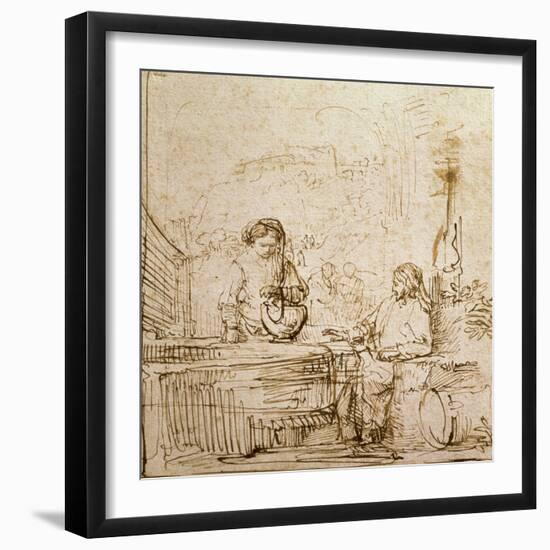 Christ and the Woman of Samaria-Rembrandt van Rijn-Framed Giclee Print