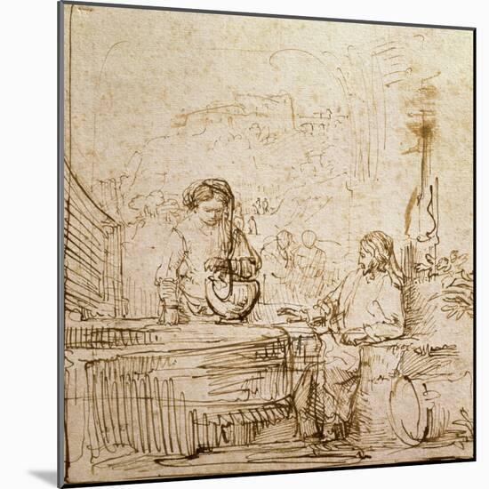 Christ and the Woman of Samaria-Rembrandt van Rijn-Mounted Giclee Print