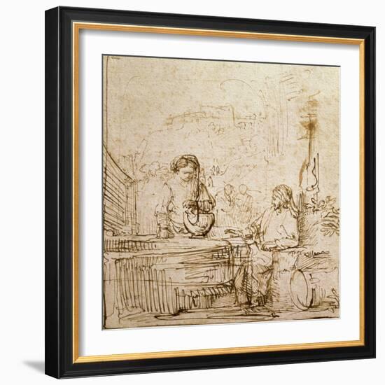 Christ and the Woman of Samaria-Rembrandt van Rijn-Framed Giclee Print