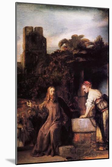 Christ and the Woman of Samaria-Rembrandt van Rijn-Mounted Art Print
