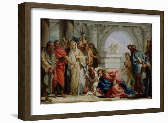 Christ and the Woman Taken in Adultery, 1750-53-Giandomenico Tiepolo-Framed Giclee Print