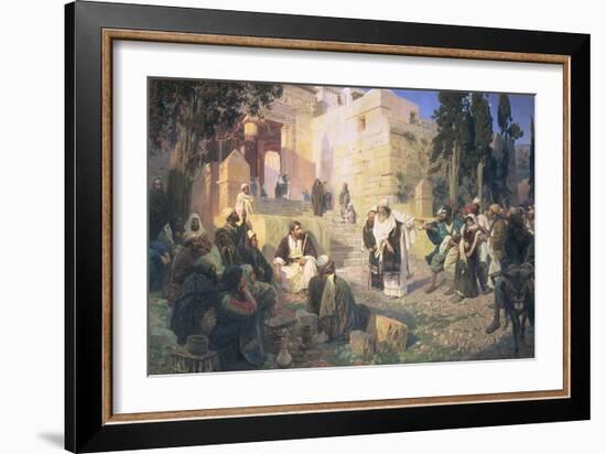 Christ and the Woman Taken in Adultery, 1888-Vasilij Dmitrievich Polenov-Framed Giclee Print