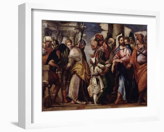 Christ and the Woman Taken in Adultery-Paolo Veronese-Framed Giclee Print