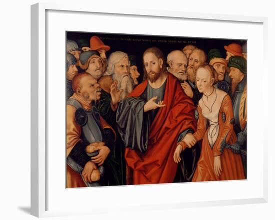 Christ and the Woman Taken in Adultery-Lucas Cranach the Elder-Framed Giclee Print