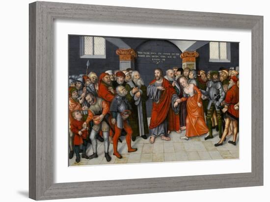 Christ and the Woman Taken in Adultery-Lucas the Younger Cranach-Framed Giclee Print