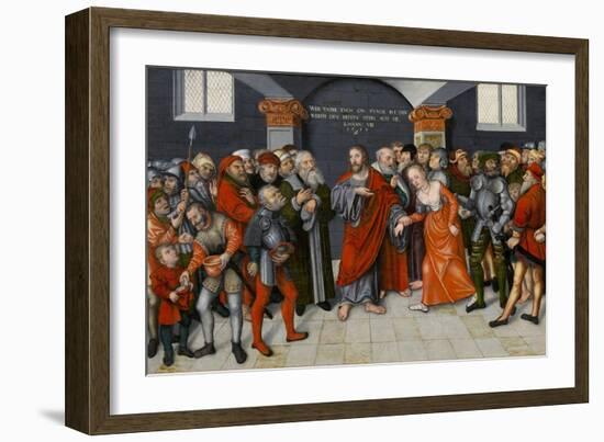 Christ and the Woman Taken in Adultery-Lucas the Younger Cranach-Framed Giclee Print