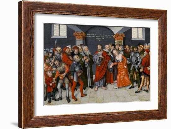 Christ and the Woman Taken in Adultery-Lucas the Younger Cranach-Framed Giclee Print