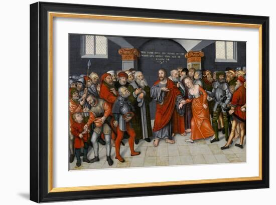 Christ and the Woman Taken in Adultery-Lucas the Younger Cranach-Framed Giclee Print