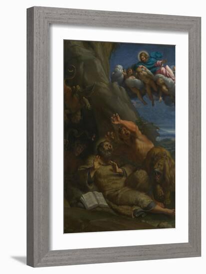 Christ Appearing to Saint Anthony Abbot During His Temptation, C. 1598-Annibale Carracci-Framed Giclee Print