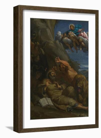 Christ Appearing to Saint Anthony Abbot During His Temptation, C. 1598-Annibale Carracci-Framed Giclee Print