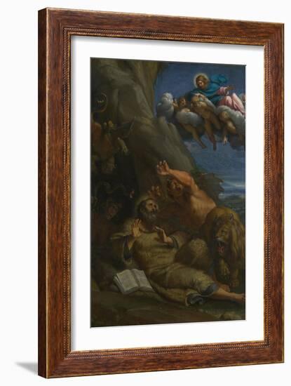 Christ Appearing to Saint Anthony Abbot During His Temptation, C. 1598-Annibale Carracci-Framed Giclee Print