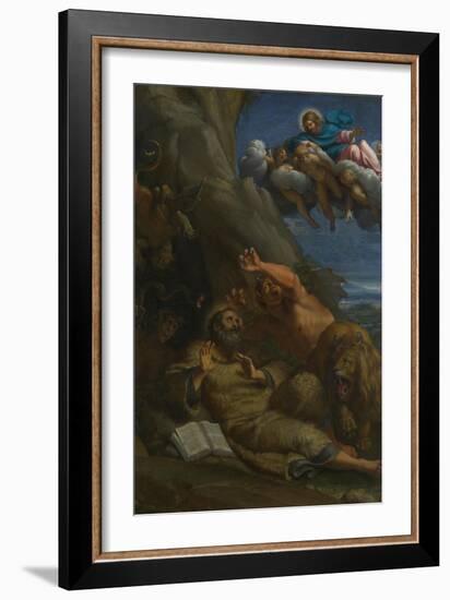 Christ Appearing to Saint Anthony Abbot During His Temptation, C. 1598-Annibale Carracci-Framed Giclee Print