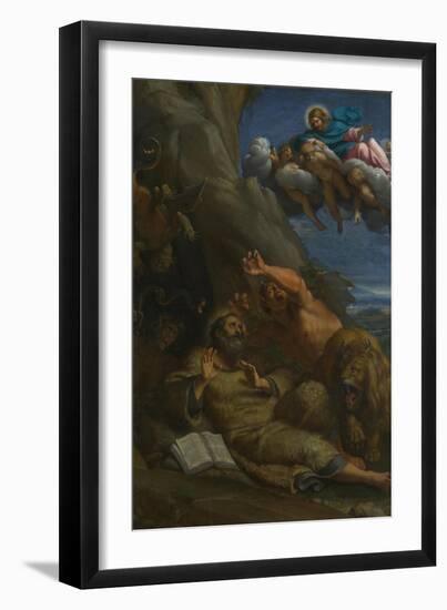 Christ Appearing to Saint Anthony Abbot During His Temptation, C. 1598-Annibale Carracci-Framed Giclee Print