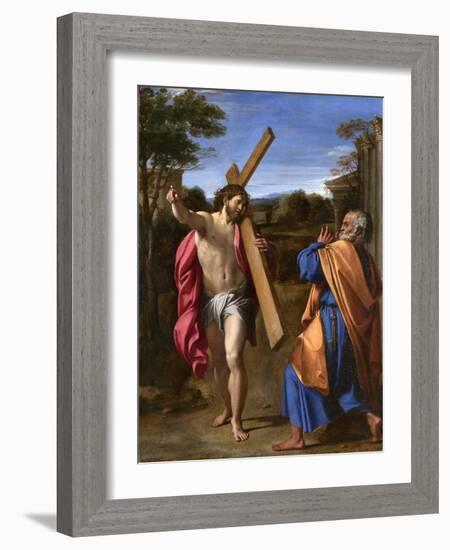 Christ Appearing to St. Peter on the Appian Way, 1601-02 (Oil on Panel)-Annibale Carracci-Framed Giclee Print