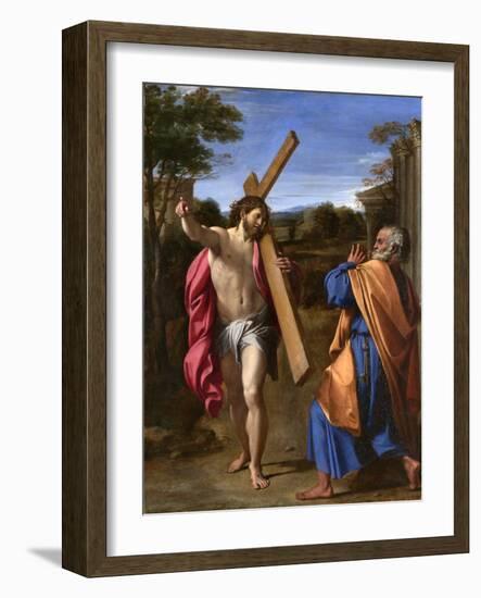 Christ Appearing to St. Peter on the Appian Way, 1601-02 (Oil on Panel)-Annibale Carracci-Framed Giclee Print