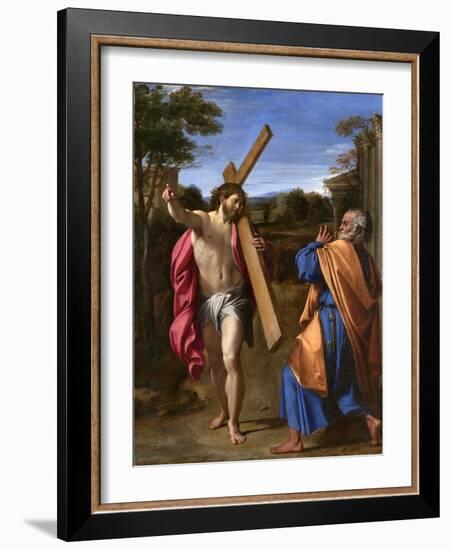Christ Appearing to St. Peter on the Appian Way, 1601-02 (Oil on Panel)-Annibale Carracci-Framed Giclee Print