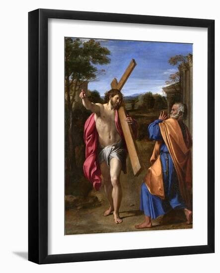 Christ Appearing to St. Peter on the Appian Way, 1601-02 (Oil on Panel)-Annibale Carracci-Framed Giclee Print