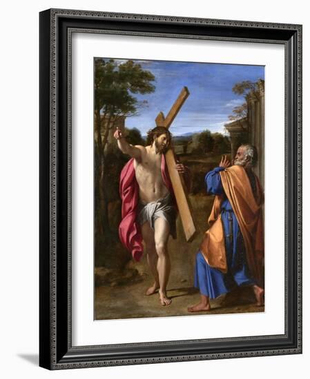 Christ Appearing to St. Peter on the Appian Way, 1601-02 (Oil on Panel)-Annibale Carracci-Framed Giclee Print