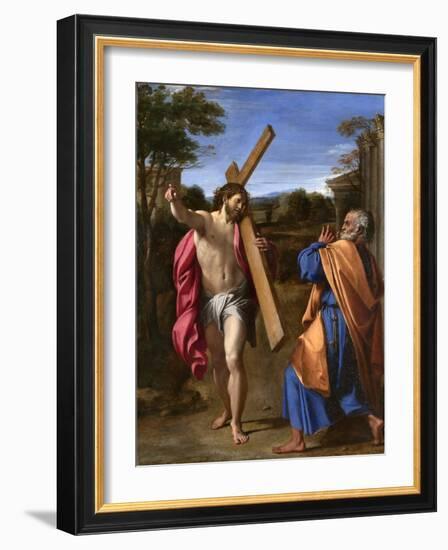 Christ Appearing to St. Peter on the Appian Way, 1601-02 (Oil on Panel)-Annibale Carracci-Framed Giclee Print