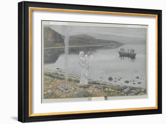 Christ Appears on the Shore of Lake Tiberias-James Tissot-Framed Giclee Print