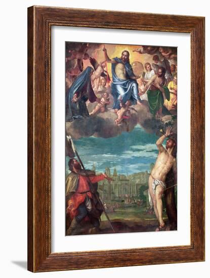 Christ Arresting the Plague with the Prayers of the Virgin, St. Rocco and St. Sebastian-Paolo Veronese-Framed Giclee Print