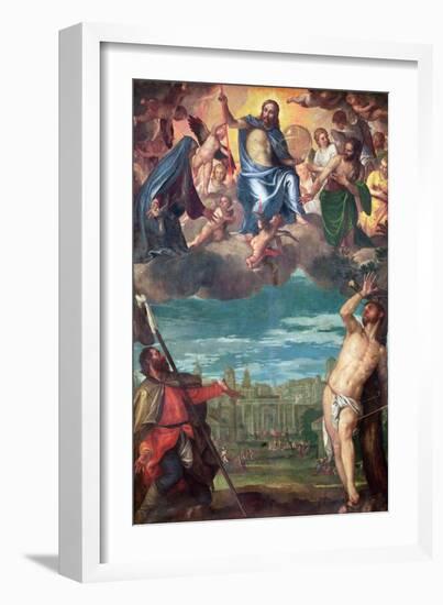 Christ Arresting the Plague with the Prayers of the Virgin, St. Rocco and St. Sebastian-Paolo Veronese-Framed Giclee Print