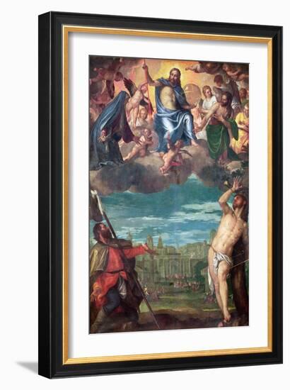 Christ Arresting the Plague with the Prayers of the Virgin, St. Rocco and St. Sebastian-Paolo Veronese-Framed Giclee Print