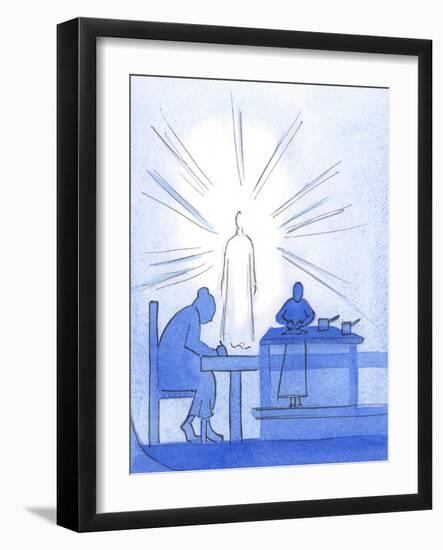 Christ Assured Me that He Looks on Lovingly as I Do My Simple Duties (As I Write Christmas Cards, O-Elizabeth Wang-Framed Giclee Print