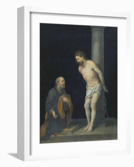 Christ at the Column (Oil on Canvas)-Bartolome Esteban Murillo-Framed Giclee Print