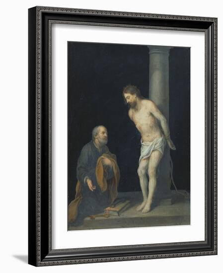 Christ at the Column (Oil on Canvas)-Bartolome Esteban Murillo-Framed Giclee Print