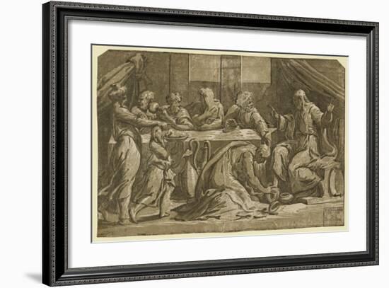 Christ at the Table of Simon the Pharisee-Ugo da Carpi-Framed Giclee Print