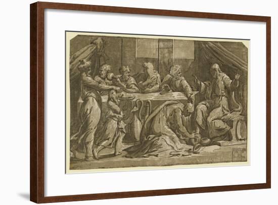 Christ at the Table of Simon the Pharisee-Ugo da Carpi-Framed Giclee Print