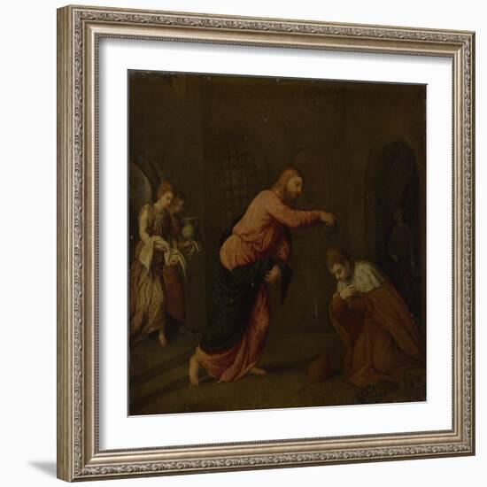 Christ Baptising Saint John the Martyr of Alexandria, C. 1565-Paris Bordone-Framed Giclee Print