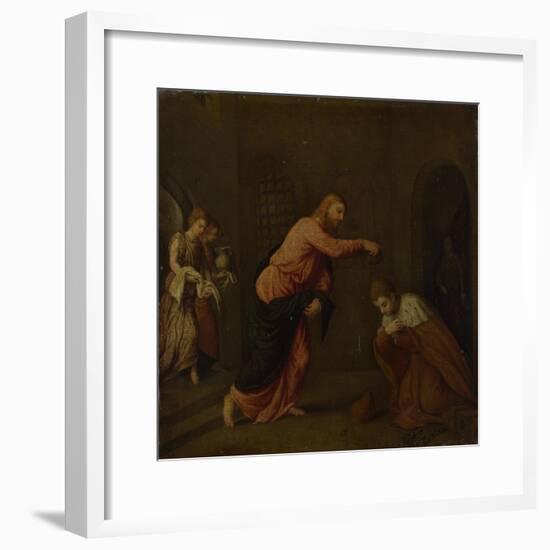 Christ Baptising Saint John the Martyr of Alexandria, C. 1565-Paris Bordone-Framed Giclee Print