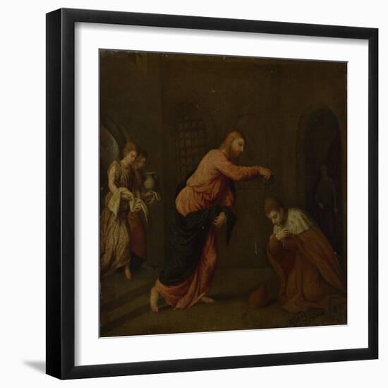 Christ Baptising Saint John the Martyr of Alexandria, C. 1565-Paris Bordone-Framed Giclee Print