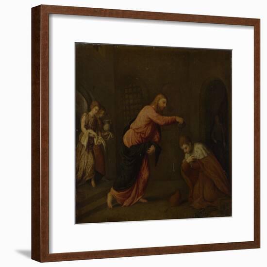 Christ Baptising Saint John the Martyr of Alexandria, C. 1565-Paris Bordone-Framed Giclee Print