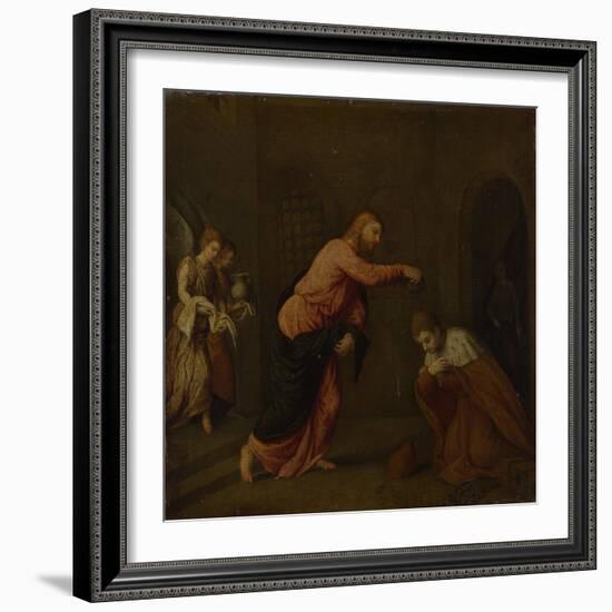 Christ Baptising Saint John the Martyr of Alexandria, C. 1565-Paris Bordone-Framed Giclee Print