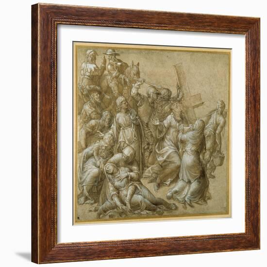 Christ Bearing His Cross Encounters St Veronica-Lavinia Fontana-Framed Giclee Print