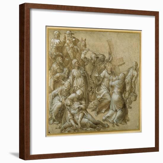 Christ Bearing His Cross Encounters St Veronica-Lavinia Fontana-Framed Giclee Print