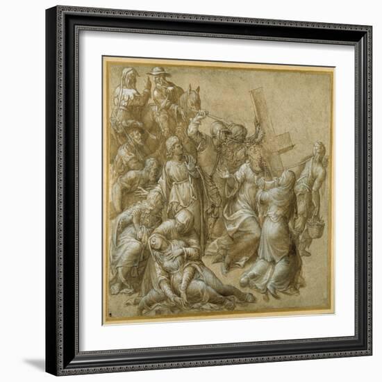 Christ Bearing His Cross Encounters St Veronica-Lavinia Fontana-Framed Giclee Print