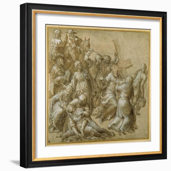 Christ Bearing His Cross Encounters St Veronica-Lavinia Fontana-Framed Giclee Print