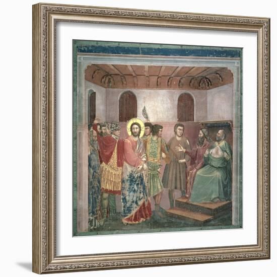 Christ Before Caiaphas, circa 1305-Giotto di Bondone-Framed Giclee Print