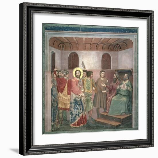 Christ Before Caiaphas, circa 1305-Giotto di Bondone-Framed Giclee Print