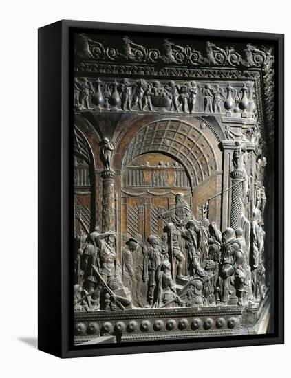Christ before Caiaphas, Detail from the Left Pulpit-null-Framed Premier Image Canvas
