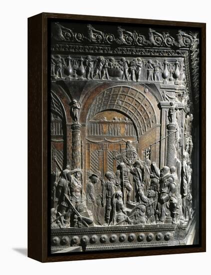 Christ before Caiaphas, Detail from the Left Pulpit-null-Framed Premier Image Canvas